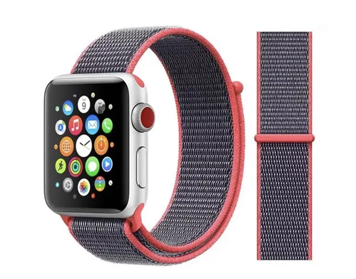 Нейлоновий ремінець Nylon Sport для Apple Watch 42|44|45|46|49mm Gray + Pink