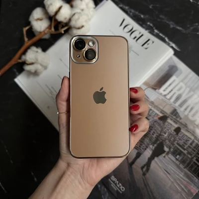 Чохол матовий імітація скла Desert Titanium для iPhone 15 Plus Dark Gold