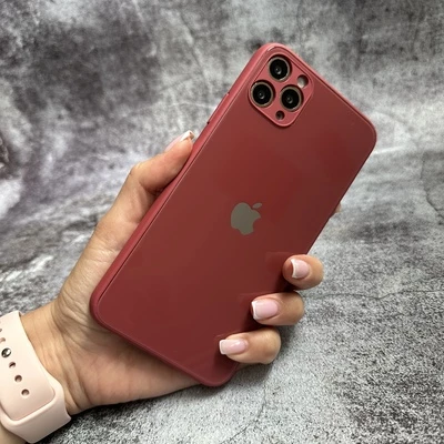 Чохол скляний Color Glass Full 360 для iPhone 11 Pro Max Rose red