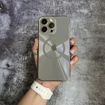 Чохол імітація скла Laser Disco case MagSafe для iPhone 14 Dark Grey