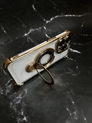 Чохол силіконовий ударостійкий з Magsafe і підставкою для iPhone 14 Gold