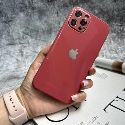 Чохол скляний з захистом камери для iPhone XS Max Rose red