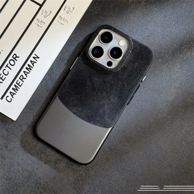 Чохол з текстилю з структурою під джинс Denim case для iPhone 15 Pro Black