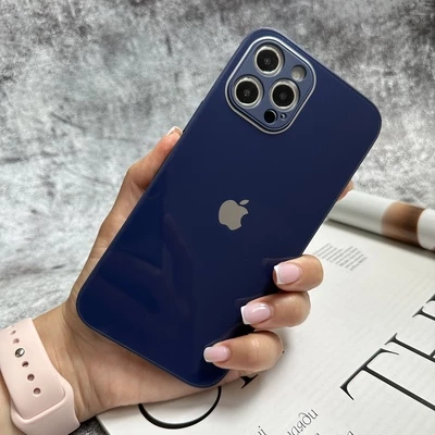 Чохол скляний з захистом камери для iPhone XR Navy blue