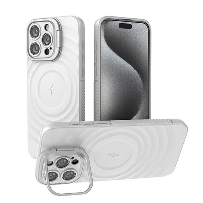 Силіконовий протиударний чохол з відкидною підставкою MagSafe Support Texture для iPhone 13 White