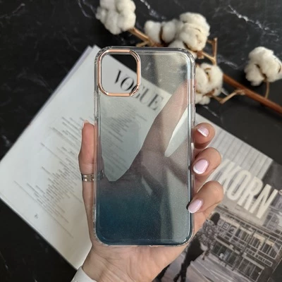 Силіконовий чохол з блискітками Shine OMBRE для iPhone 13, iPhone 14 Sea Blue