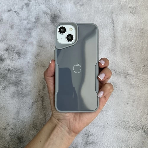 Чохол з акриловою кришкою яка імітує скло Loft Glossy для iPhone 15 Silver