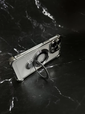 Чохол силіконовий ударостійкий з Magsafe і підставкою для iPhone 13 Silver