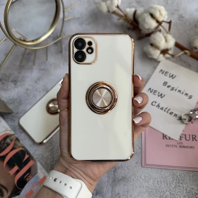 Чохол глянцевий силікон з кільцем тримачем для iPhone 11 White