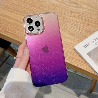 Силіконовий чохол з блискітками Shine OMBRE для iPhone 14 Pro Purple