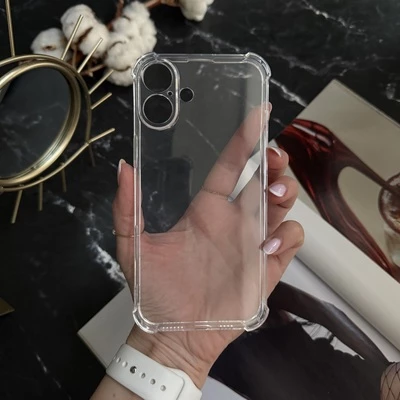 Чохол силікон ударостійкий з посиленими кутами TPU FULL для iPhone 16 Plus Прозорий