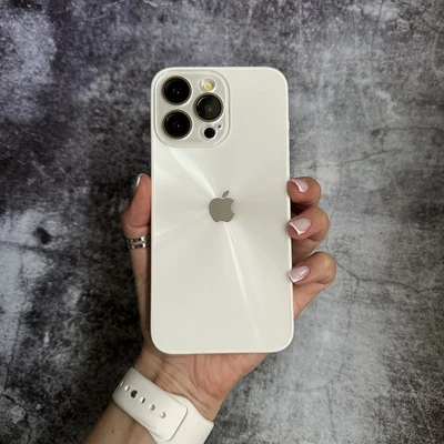 Чохол імітація скла Laser Disco case 3D logo для iPhone 13 Pro Max White