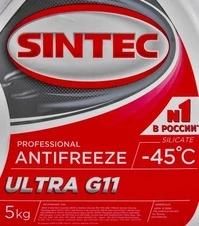 Антифриз Sintec Ultra G11 червоний -45 °C, 5 л готовий антифриз (800524)