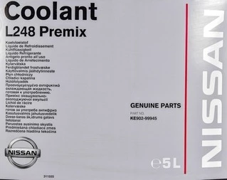 Антифриз Nissan Coolant L248 Premix G11 зелений -38 &deg;C, 5 л готовий антифриз (KE90299945)