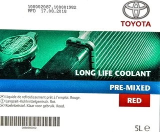 Антифриз Toyota Long Life Coolant G12 червоний -37 &deg;C, 5 л готовий антифриз (0888980002)