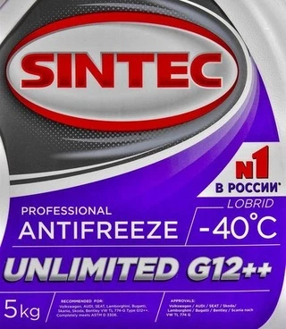 Антифриз Sintec Unlimited G12++ фіалковий -40 &deg;C, 5 л готовий антифриз (803584)