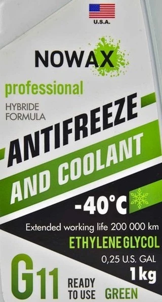 Антифриз Nowax G11 зелений -40 &deg;C, 1 л готовий антифриз (NX01008)
