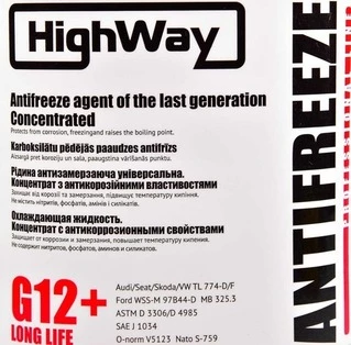 Антифриз HighWay Long Life G12+ червоний 3,78 л концентрат антифризу (G12LLRED378)