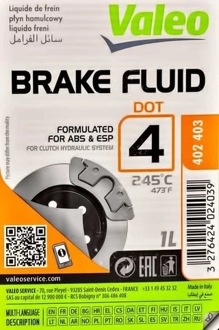 Гальмівна рідина Valeo DOT 4, 1 л гальмівна рідина (402403)