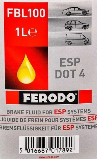 Гальмівна рідина Ferodo DOT 4 ESP, 1 л гальмівна рідина (FBL100)