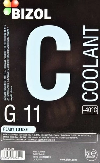 Антифриз Bizol G11 синій -40 &deg;C, 5 л готовий антифриз (81421)