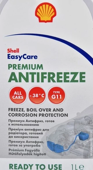 Антифриз Shell Premium G11 синьо-зелений -38 &deg;C, 1 л готовий антифриз (PBT74F)