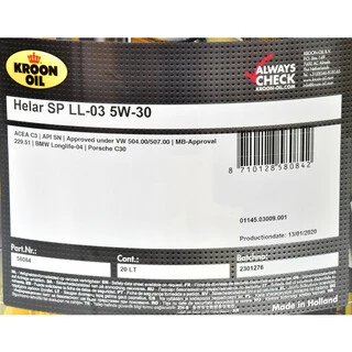 Моторна олива Kroon Oil Helar SP LL-03 5W-30 20 л (58084)