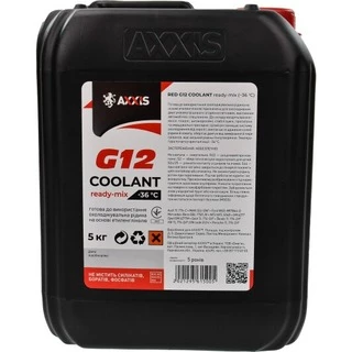 Антифриз Axxis Coolant Ready-Mix G12 червоний -36 &deg;C, 5 л готовий антифриз (AXP999G12RRDM5)
