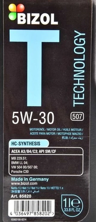 Моторна олива Bizol Technology 507 5W-30 1 л (B85820)