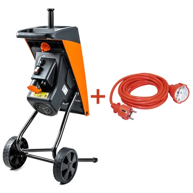 Подрібнювач садовий DS2500/40 KIT, 220В, 2500Вт, гілки до 40мм, ножі + подовжувач 10м помаранч.
