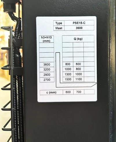Штабелер електричний самохідний 1,5т/3,6м 2*12В/106Ah з площ. оператора, довж. вил-1150мм