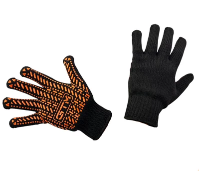 Рукавички трикотажні чорні ТМ GTM LUX, помаранчева ПВХ р.10