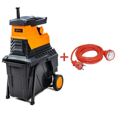 Подрібнювач садовий MS2800/45 KIT, 220В, 2800Вт, гілки до 45мм, фреза, контейнер 60л + подовжувач 10м помаранч.