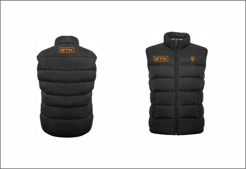 Жилет утеплений р.XL, чорний з логотипом GTM