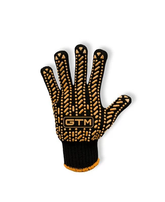 Рукавички трикотажні чорні помаранчева ПВХ ТМ GTM LUX р.10 5611 (колосок)
