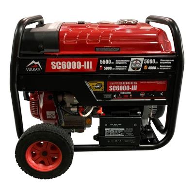 Генераторна установка SC6000-III (бензин/газ) 1ф 5,0кВт/4,2кВт, ел.старт, бак-25л, колеса